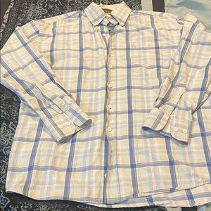 WRANGLER GEORGE STRAIT Casual Blue and White Plaid Button-Down Shirt